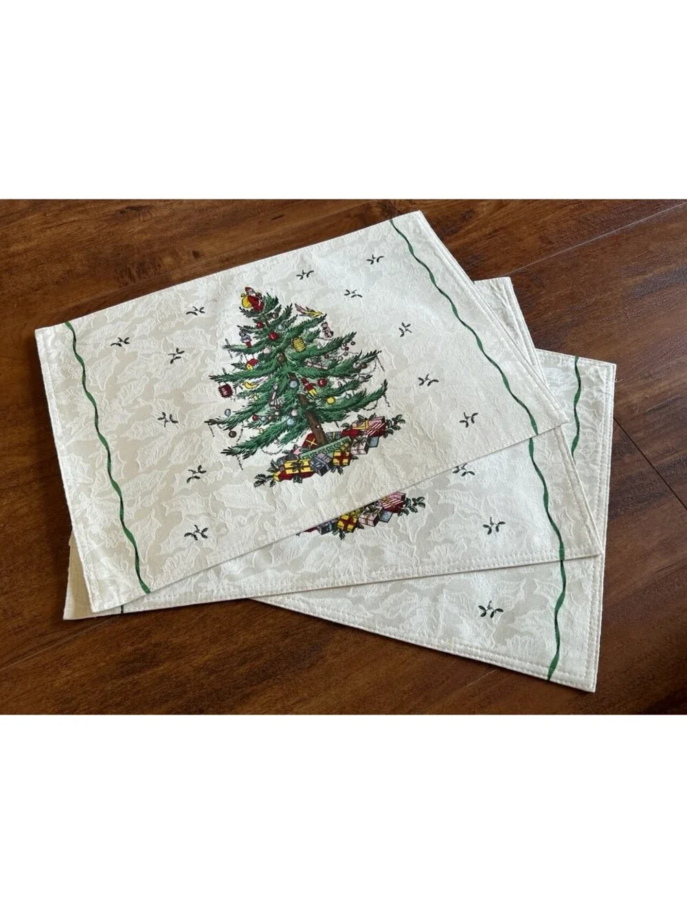 Set of 3 Vintage Christmas Tree Placemats